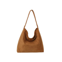Minimal Soft Suede Slouch Hobo Shoulder Bag