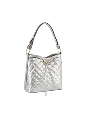 Shony leather front ribbon tie detail hobo bag