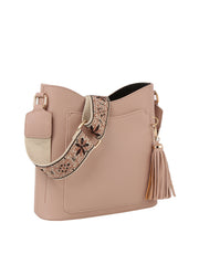 Soft leather tassel detail guitar strap crossbody