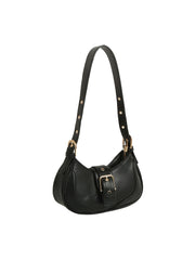 Strap Buckle Accent Smooth Shoulder Bag