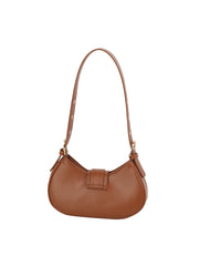 Strap Buckle Accent Smooth Shoulder Bag