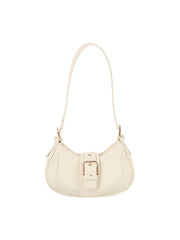 Strap Buckle Accent Smooth Shoulder Bag