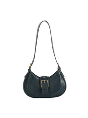 Strap Buckle Accent Smooth Shoulder Bag