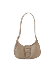 Strap Buckle Accent Smooth Shoulder Bag