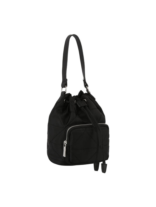 Quilted design nylon bucket bag