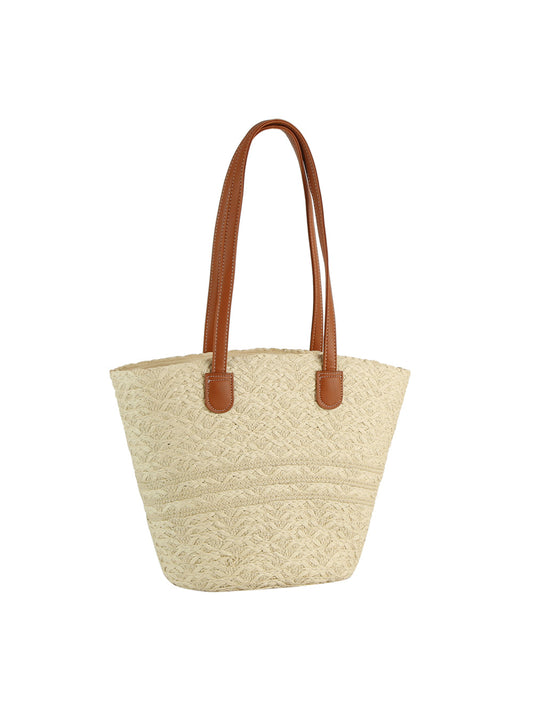 Straw Woven Long Handle Shoulder Tote Bag