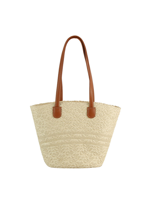 Straw Woven Long Handle Shoulder Tote Bag