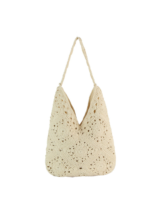 Monochrome Woven Crochet Slouch Tote