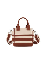 Color block striped tote crossbody