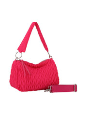 Woven detail puffy leather shoulder bag