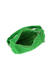 Woven detail puffy leather shoulder bag