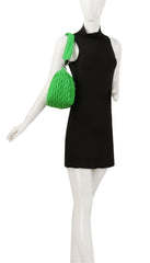 Woven detail puffy leather shoulder bag