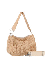 Woven detail puffy leather shoulder bag