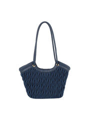 Denim matelassé style tote bag