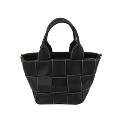 Woven basket shape crossbody top handle bag