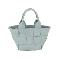 Woven basket shape crossbody top handle bag