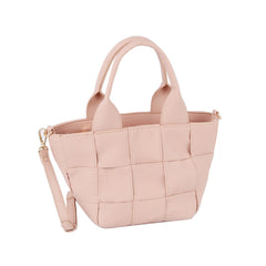 Woven basket shape crossbody top handle bag