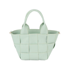 Woven basket shape crossbody top handle bag