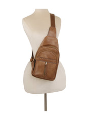 Western style soft leather sling crossbody bag