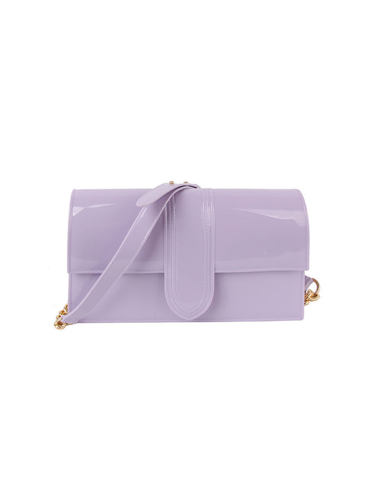 Chain Accented Jelly Shoulder Bag