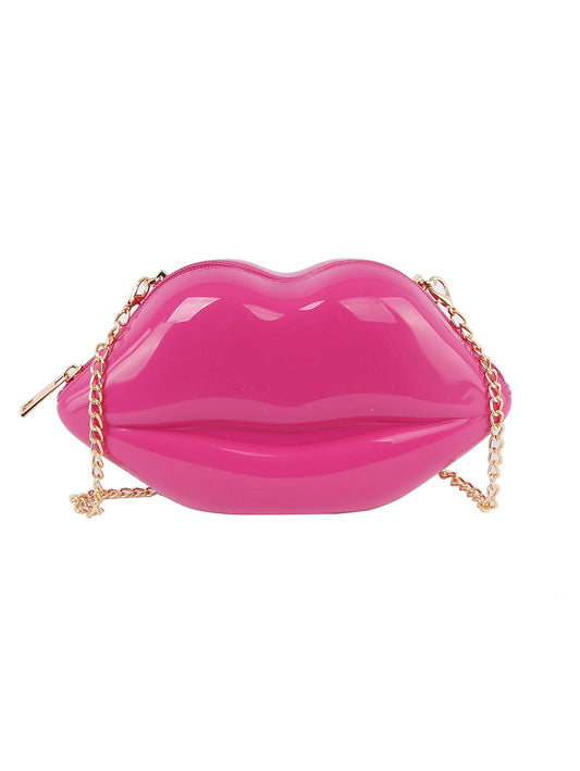 Patent Kissable Lips Shoulder Bag