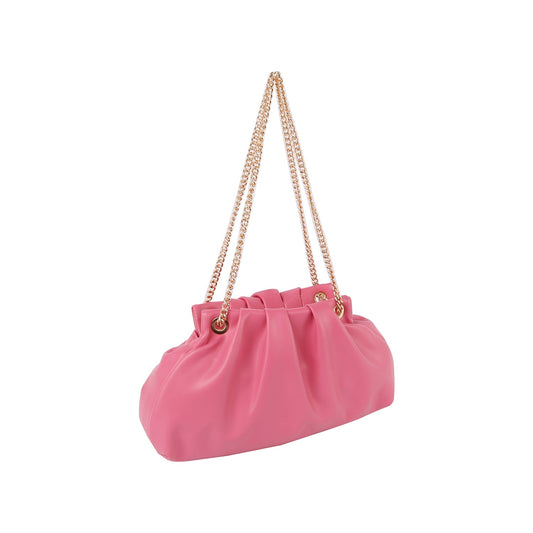 Slouchy soft leather clutch with gold chain