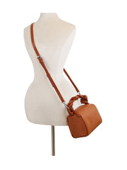 Braided handle leather bag