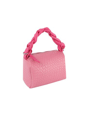 Braided handle leather bag