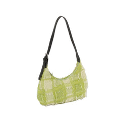 Distressed checkered pattern shoudler bag