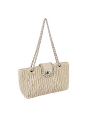 Embossed Leather Convertible Chain Shoulder Bag