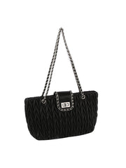 Embossed Leather Convertible Chain Shoulder Bag