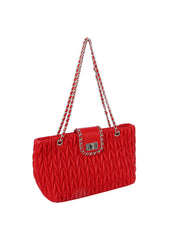 Embossed Leather Convertible Chain Shoulder Bag