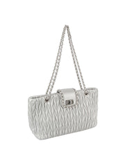 Embossed Leather Convertible Chain Shoulder Bag