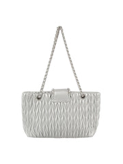 Embossed Leather Convertible Chain Shoulder Bag