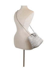 Embossed Leather Convertible Chain Shoulder Bag