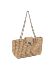 Embossed Leather Convertible Chain Shoulder Bag