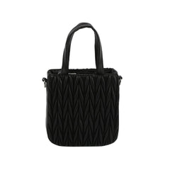 Woven design top handle bucket bag with crossbody chain