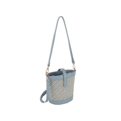 Classic diagonal pattern crossbody bucket bag