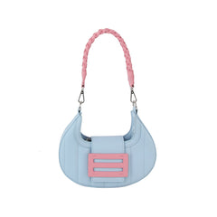 Pop color soft leather hobo shoulder bag