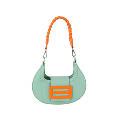 Pop color soft leather hobo shoulder bag