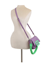 Pop color soft leather shoulder bag