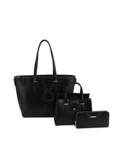 3 in 1 crocodile leather bag, satchel and purse set