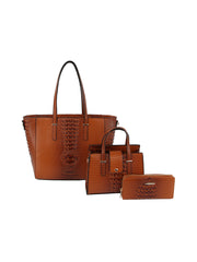 3 in 1 crocodile leather bag, satchel and purse set