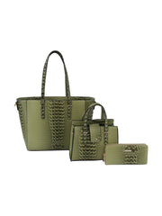 3 in 1 crocodile leather bag, satchel and purse set
