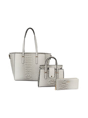 3 in 1 crocodile leather bag, satchel and purse set