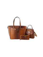 3 in 1 crocodile leather bag, crossbody and purse set