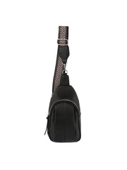 Soft leather sling bag with guitar strap