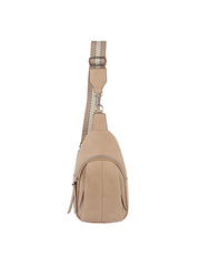 Soft leather sling bag with guitar strap