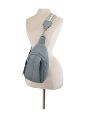 Soft leather sling bag with guitar strap