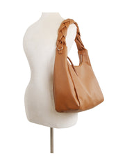 Braided handle point hobo shoulder bag